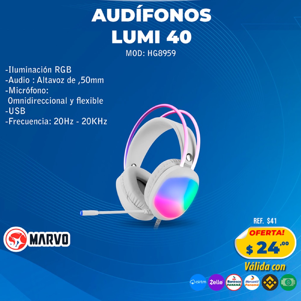 Audífonos Marvo Lumi 40