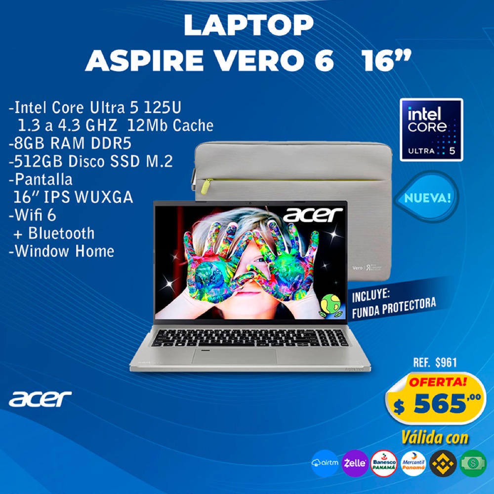 Laptop Acer Aspire Vero 6 16"
